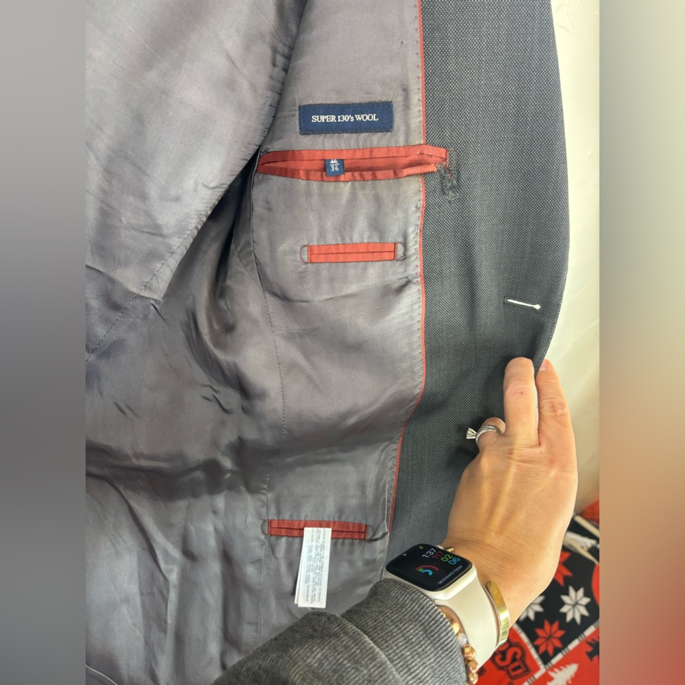 MOSSIMO DUTTI Super 130's Wool Charcoal Grey Blazer Suit Jacket Business 46/36 - Picture 9 of 16